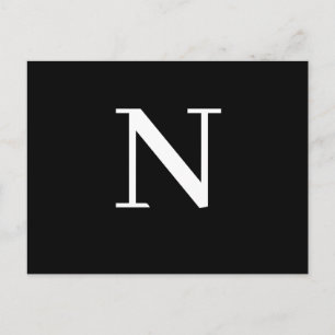 Custom Black Modern Alphabet Initial Design Postcard