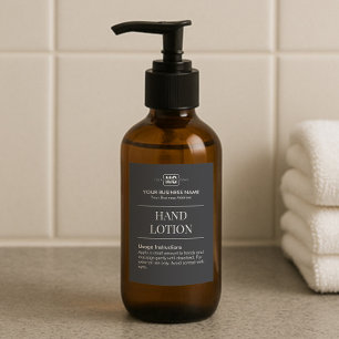 Custom Black Monogram Guest Room Hand Lotion Label