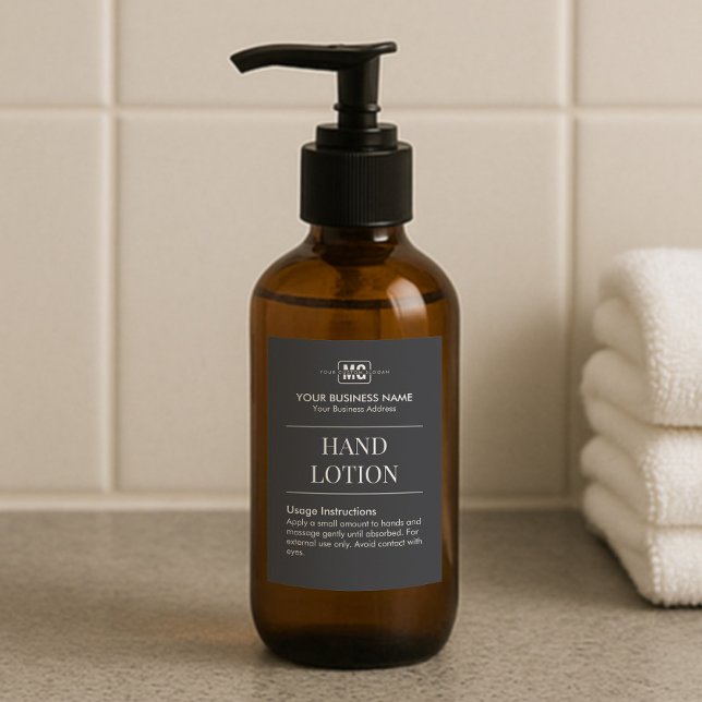 Custom Black Monogram Guest Room Hand Lotion Label (Creator Uploaded)