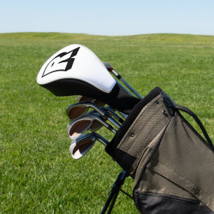 Custom Black Monogram Modern Block Typography Golf Head Cover