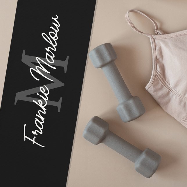 Custom Black Monogram Name Yoga Mat For Workouts (Creator Uploaded)