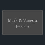 Custom Black Name & Date Sticker<br><div class="desc">This sticker can be applied to uncustomized products such as wrapping paper or party decor to make them match the Blue Sailor Stripe wedding theme.</div>