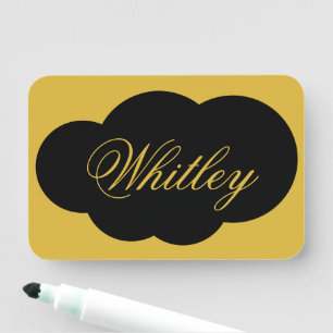 Custom Black Name Tag on Elegant  Metallic Gold De