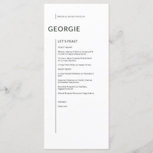 Custom Black on White Isolated Names Wedding Opt B Menu