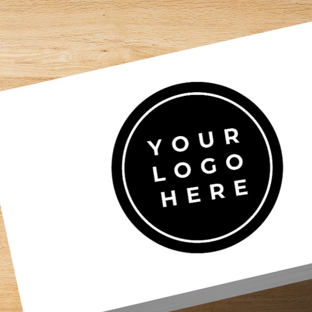 Custom Black Personalised Round Business Logo Rubber Stamp (Creator Uploaded)