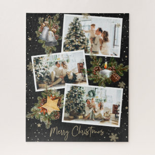 Custom Black Photo Collage Christmas Jigsaw Puzzle