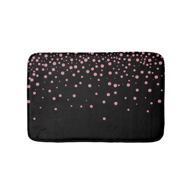 Custom Black Pink Glitter Confetti Personalised Bath Mat (Front)