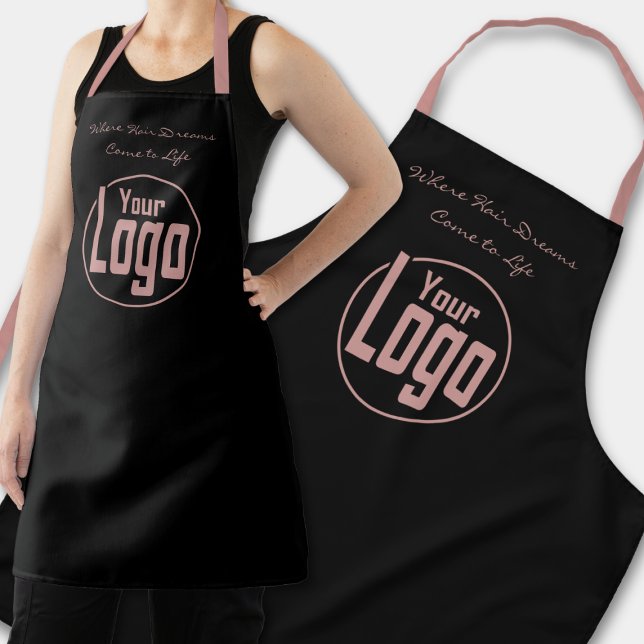 Custom Black Pink Logo Motto Hair Salon Apron (Custom Black Pink Logo Motto Hair Salon Apron)