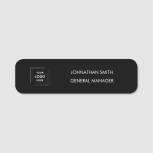 Custom Black Professional Employee Logo Name Tag