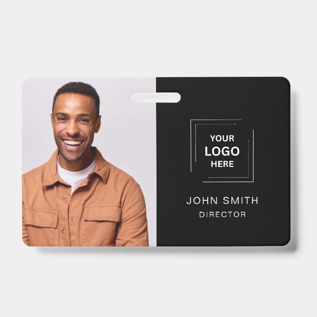Custom Black Professional Staff Identity ID Badge (Front)