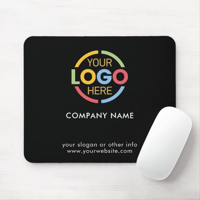 Custom Black Promotional Company Business Logo Mouse Pad (With Mouse)