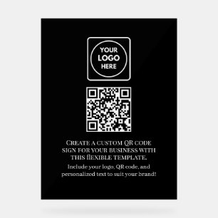 Custom Black QR Business Logo Professional Acrylic Sign