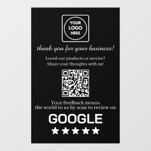Custom Black QR Code Google Reviews Display