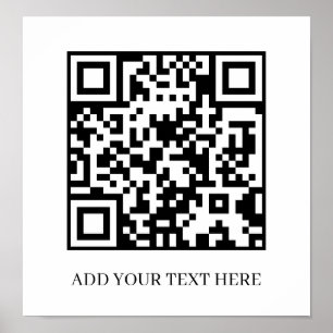 Custom Black QR Code   Minimalist Text Display Poster