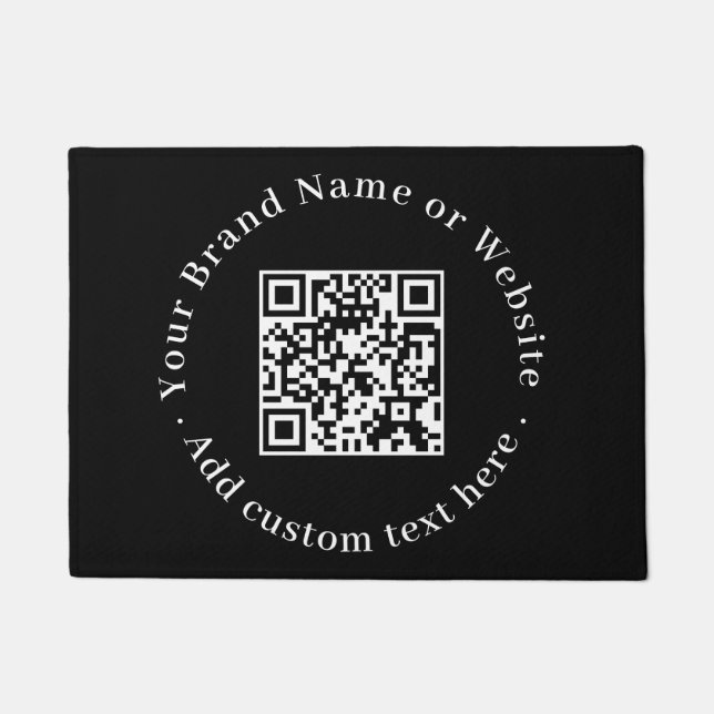 Custom Black QR Code | Modern Business Welcome Doormat (Front)