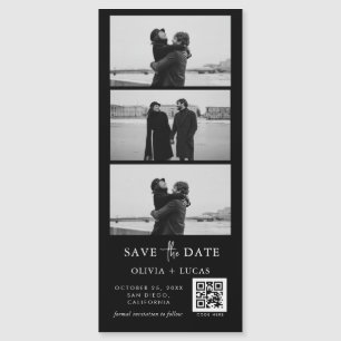 Custom Black QR Code Photo Strip Magnetic Wedding