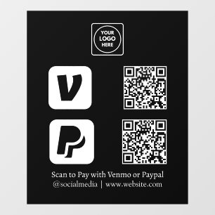 Custom Black QR Payment Venmo & PayPal Display