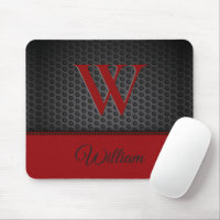Custom Black Red Faux Leather Monogrammed Initial 