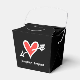 Custom Black & Red Love Heart Wedding Favor Box