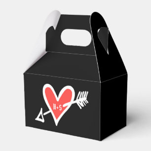 Custom Black & Red Love Heart Wedding Favor Box