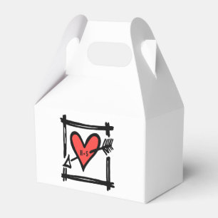 Custom Black & Red Love Heart Wedding Favor Box