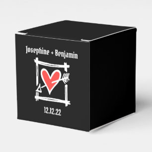 Custom Black & Red Love Heart Wedding Favour Box
