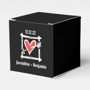 Custom Black & Red Love Heart Wedding Favour Box
