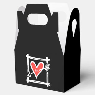 Custom Black & Red Love Heart Wedding Favour Box
