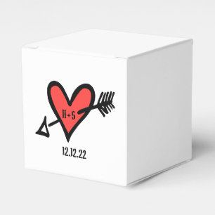 Custom Black & Red Love Heart Wedding Favour Box