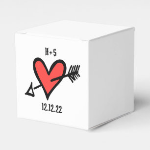 Custom Black & Red Love Heart Wedding Favour Box