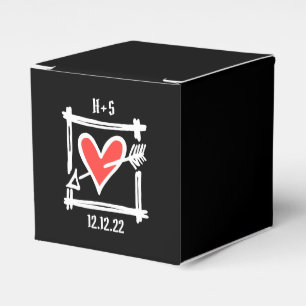 Custom Black & Red Love Heart Wedding Favour Box