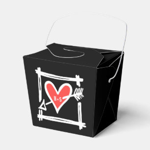 Custom Black & Red Love Heart Wedding Favour Box
