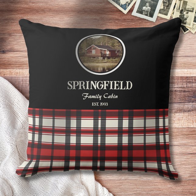 Custom Black Red Plaid Farmhouse Style Cushion (Creator Uploaded)