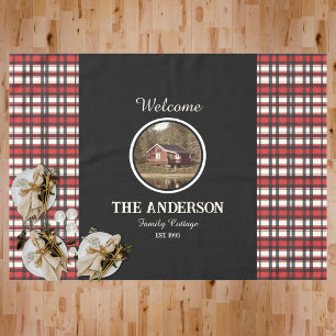 Custom Black Red Plaid Farmhouse Style Tablecloth