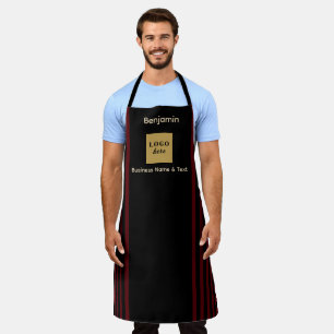 Custom Black & Red Stripe Apron