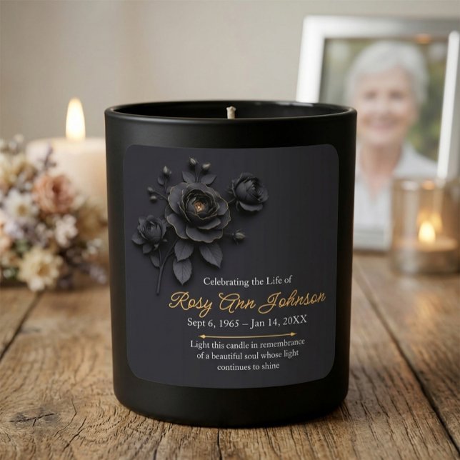 Custom Black Rose Remembrance Candle Sticker (Creator Uploaded)