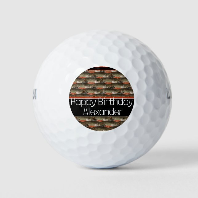 Custom Black Rust Fisherman's gift fly fishing Golf Balls (Front)