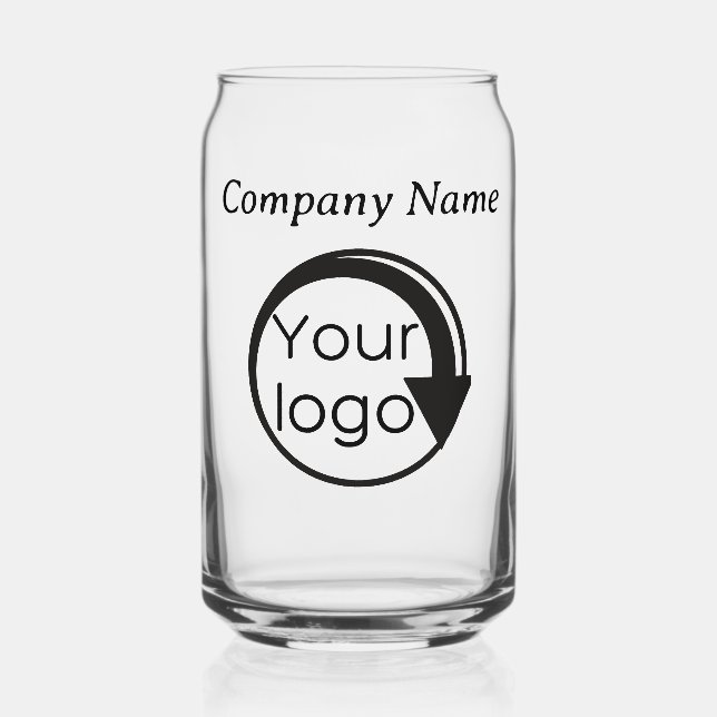 Custom Black Script Business Promotional Add Logo  Can Glass (Front)