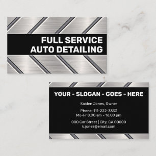 Custom Black Silver Metal Steel Car Service Cool  Business Card