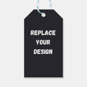 Custom black simple Design Add Photo or Text Gift Tags