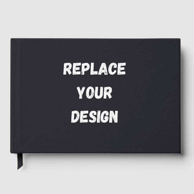 Custom black simple Design Add Photo or Text Guest Book (Front)