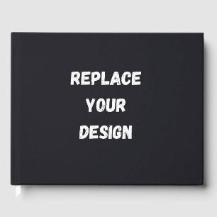 Custom black simple Design Add Photo or Text Guest Book