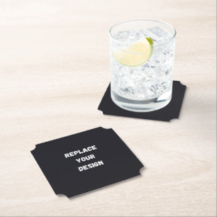 Custom black simple Design Add Photo or Text Paper Coaster