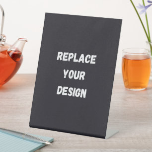 Custom black simple Design Add Photo or Text Pedestal Sign