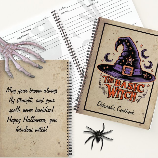Custom Black Spooky Scary Script Halloween Witch Notebook (Creator Uploaded)