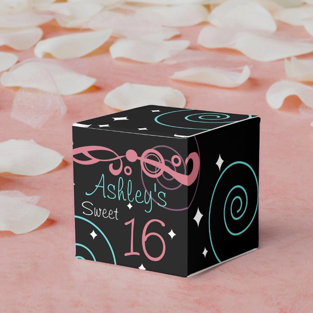 Custom Black Sweet 16 Birthday Favour Boxes (Creator Uploaded)