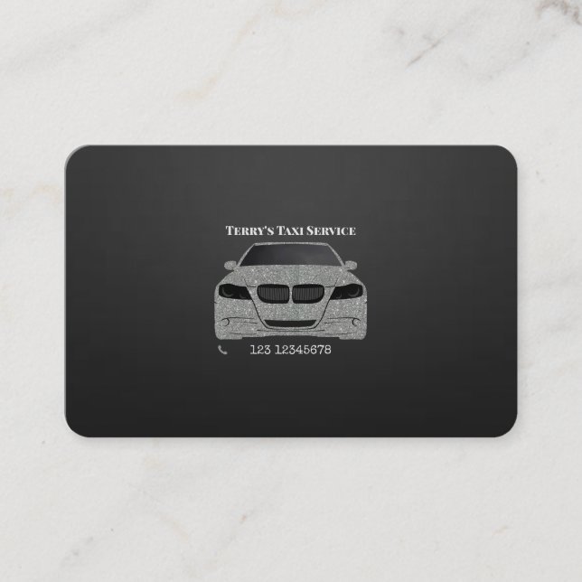 Custom Black Taxi Service Business Card (Front)