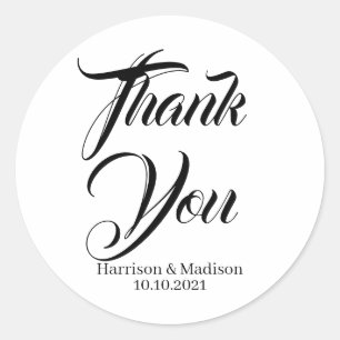 Custom black text Wedding gift favour tag stickers