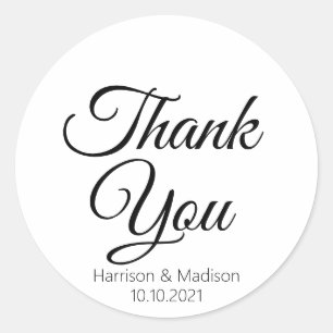Custom black text Wedding gift favour tag stickers
