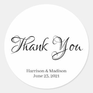 Custom black text Wedding gift favour tag stickers